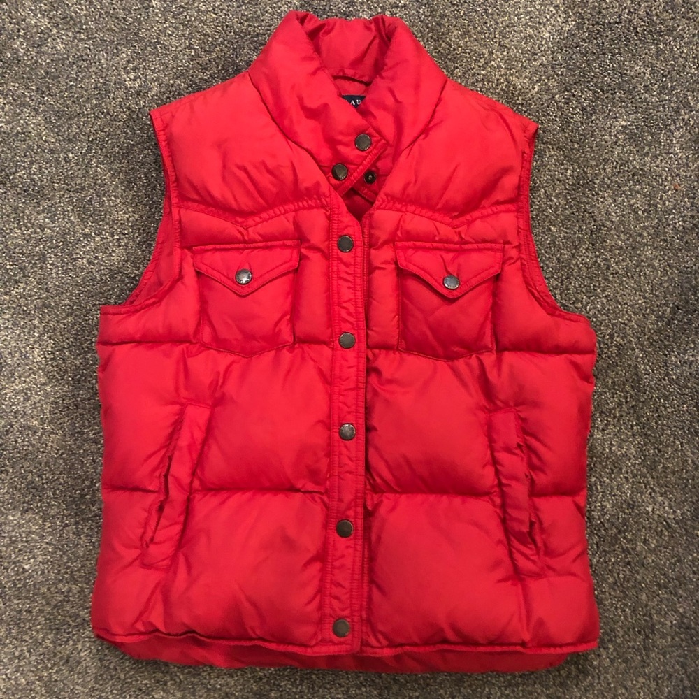 Ralph Lauren red down puffer vest, size medium